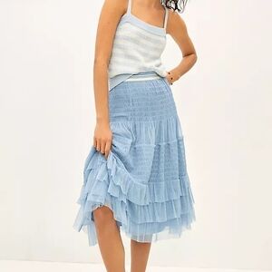 Anthropologie Blue Tiered Skirt